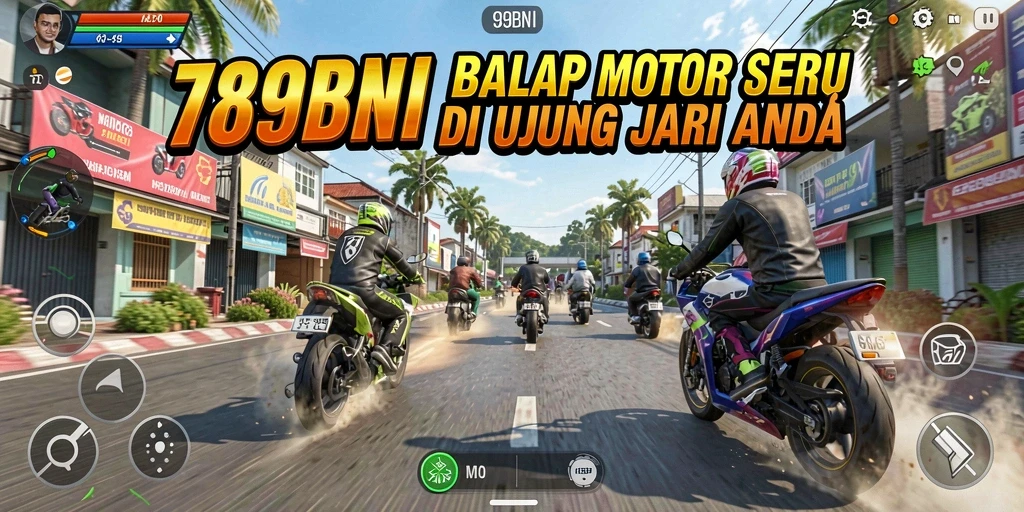 Tampilan gameplay menarik dalam 789BNI yang menampilkan balap motor seru.