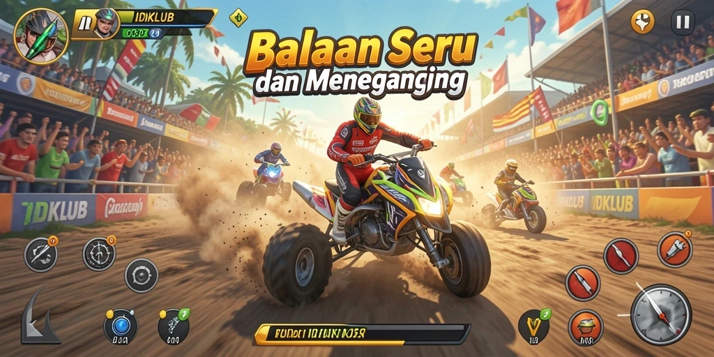 Tampilan seru dari permainan balapan IDKLUB yang menegangkan.