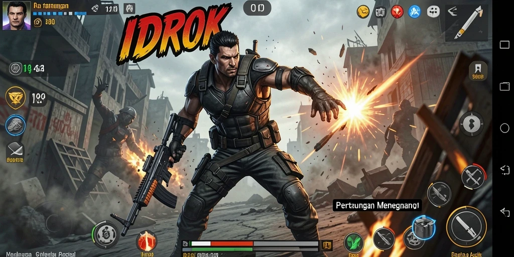 Tangkapan layar gameplay IDROK yang menampilkan pertarungan yang intens.