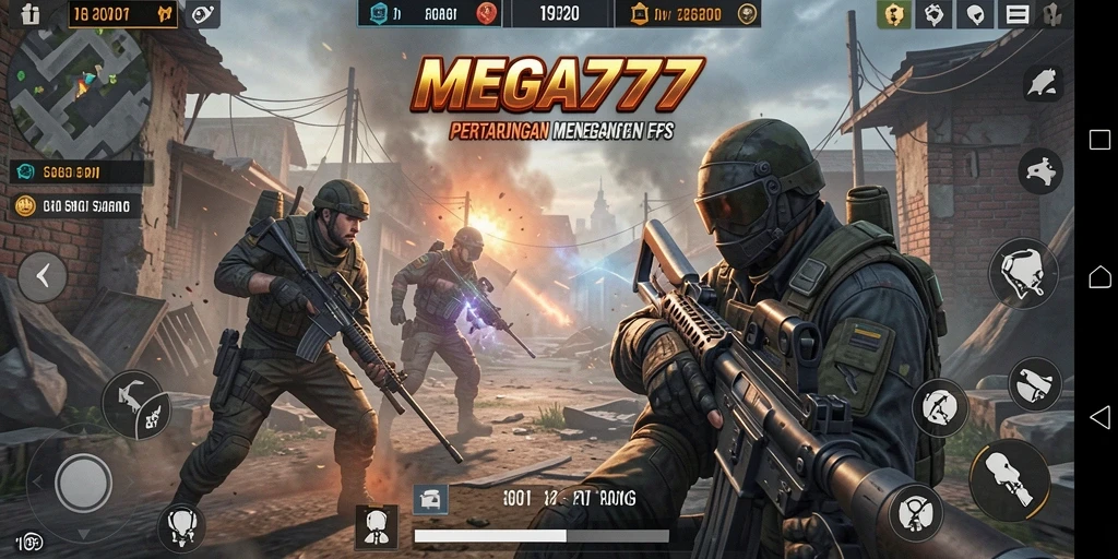 Screenshot gameplay MEGA777 menampilkan aksi tembak-menembak yang seru dan grafis keren.