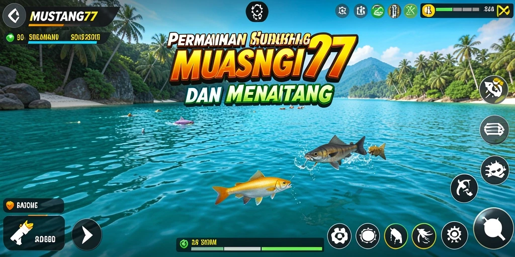 Tampilan gameplay <strong>MUSTANG77</strong> yang menampilkan keasyikan memancing.