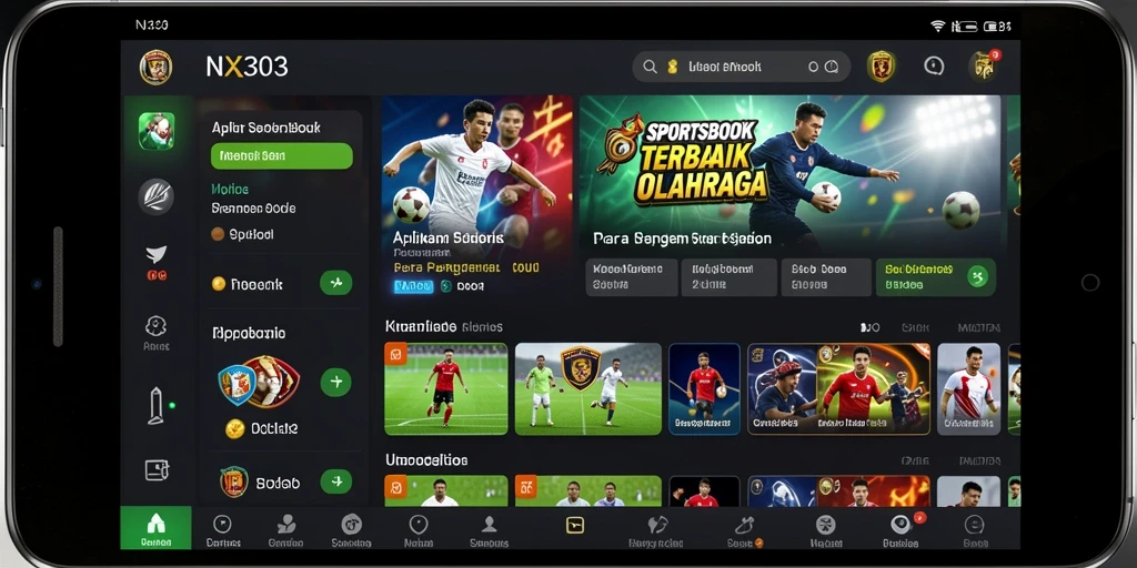 Tampilan dinamis dari aplikasi Sportsbook NX303 yang menarik.