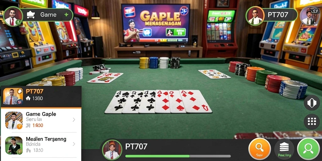 Tampilan gameplay Gaple yang seru dan menarik di PT707.
