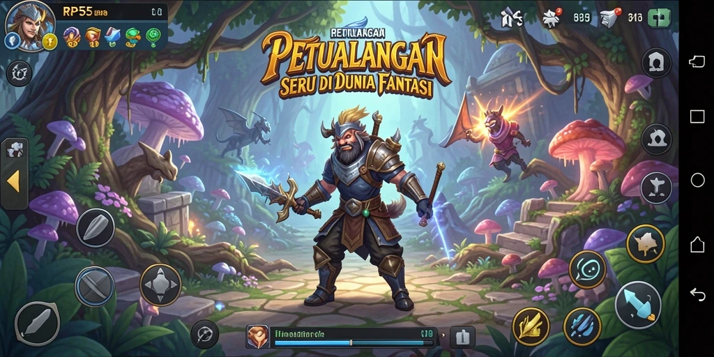 Screenshot gameplay RP55 yang menunjukkan aksi petualangan mendebarkan.