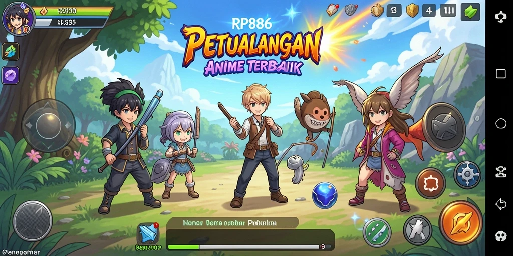 Tangkapan layar menampilkan aksi seru dalam RP886 dengan karakter anime.