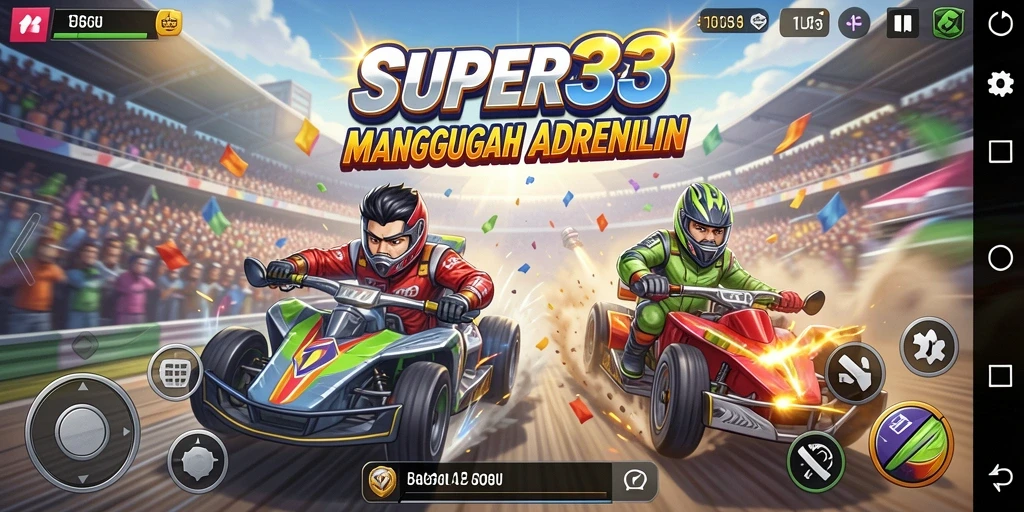 Tampilan gameplay balapan yang mendebarkan dari SUPER33.