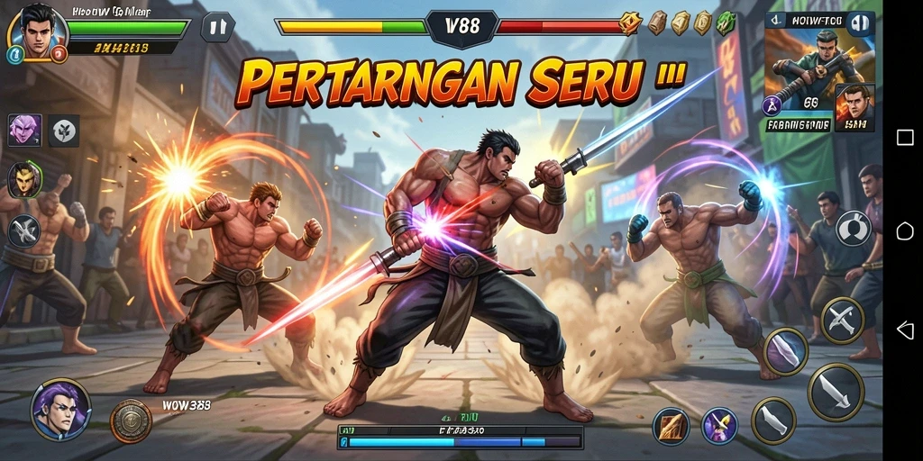 Screenshot WOW388 menampilkan aksi pertarungan yang intens dan mendebarkan.